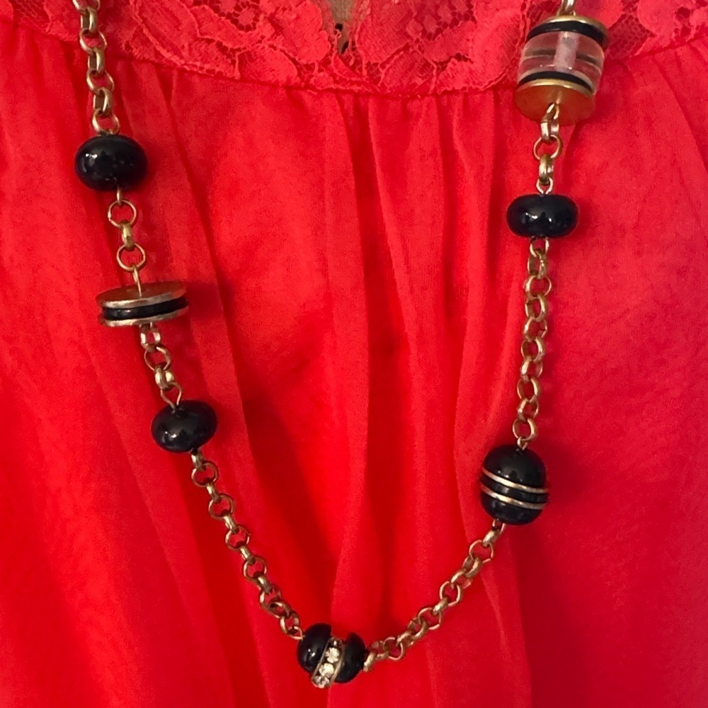 Elegant Gold and Black Beaded Necklace